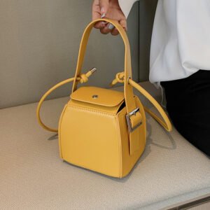 PU Small Square Shoulder Bag - yellow