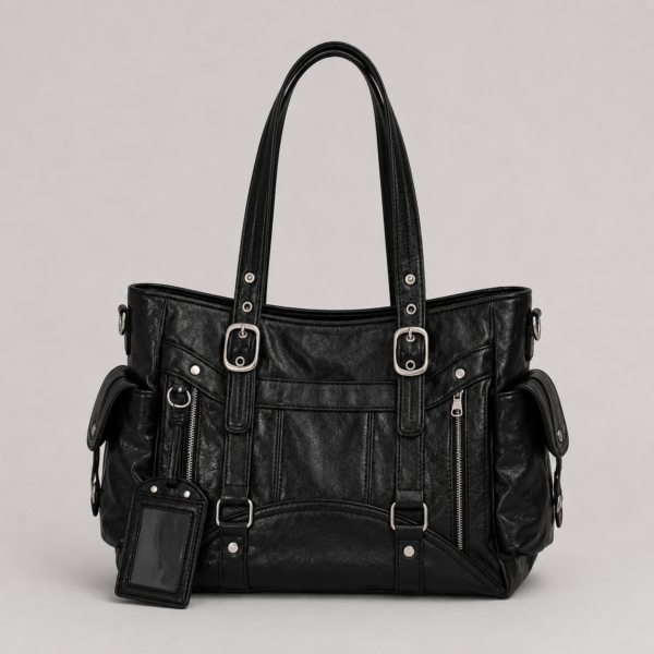Stylish Large-Capacity Tote Bag with Adjustable Strap - black