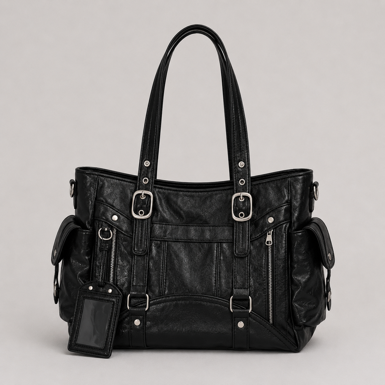Stylish Large-Capacity Tote Bag with Adjustable Strap - black