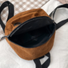 details of Striped Corduroy Mini Backpack korean style - color brown