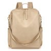 Multi-functional PU Leather Women Backpack - off white
