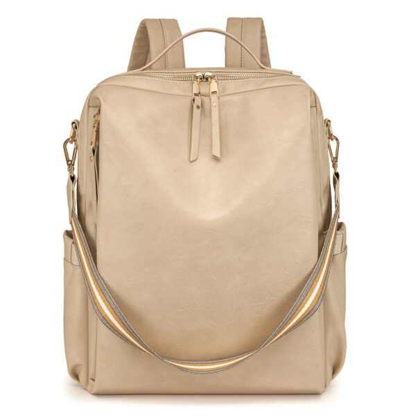 Multi-functional PU Leather Women Backpack - off white