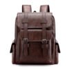 Soft PU Leather Backpack with Large Capacity - dark brown