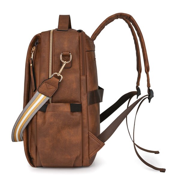 Multi-functional PU Leather Women Backpack - brown