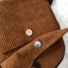 details of Striped Corduroy Mini Backpack korean style - color brown