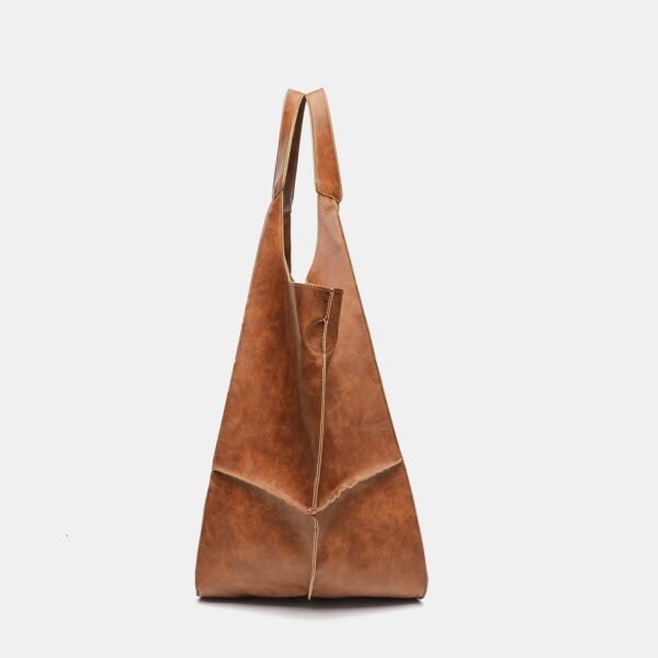 Retro Soft Leather Tote Bag - brown beige