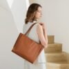 Womens Commuter Tote Bag with Laptop Compartment - color brown
