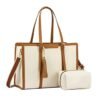 Computer Bag with Clutch - white wiht brown