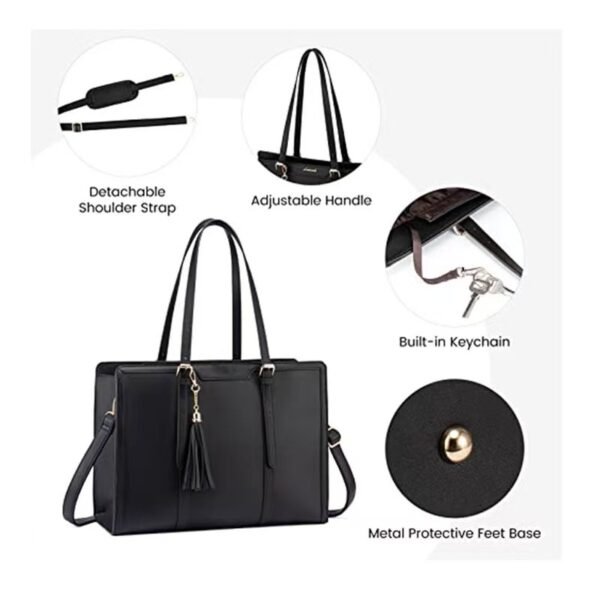 details of Computer Bag with Clutch - black