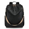 Multi-functional PU Leather Women Backpack - black
