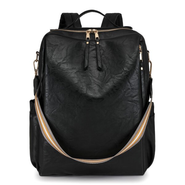 Multi-functional PU Leather Women Backpack - black
