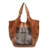 Retro Soft Leather Tote Bag - brown beige