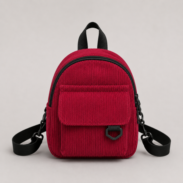 Striped Corduroy Mini Backpack korean style - color red