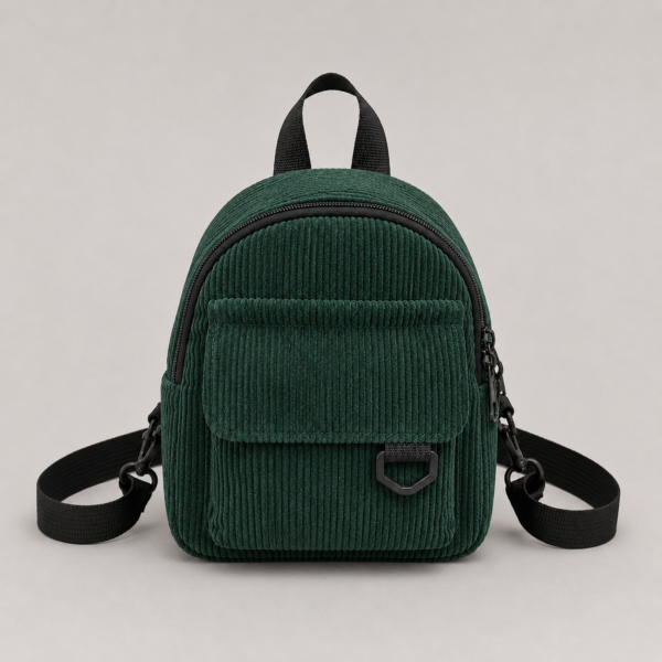 Striped Corduroy Mini Backpack korean style - color green