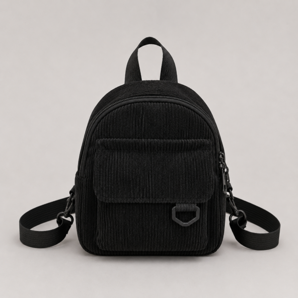 Striped Corduroy Mini Backpack korean style - color black
