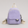 Striped Corduroy Mini Backpack korean style - color purple with white