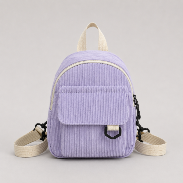 Striped Corduroy Mini Backpack korean style - color purple with white