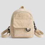 Striped Corduroy Mini Backpack korean style - color white