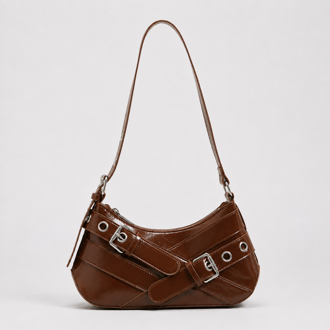 Retro Niche Single-Shoulder Armpit Bag Commuter Crossbody Bag - color brown