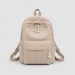 Korean Style Corduroy School Backpack - apricot