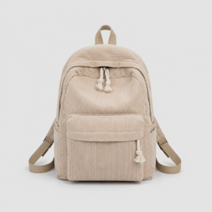 Korean Style Corduroy School Backpack - apricot
