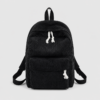 Korean Style Corduroy School Backpack - black