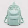 Korean Style Corduroy School Backpack - green