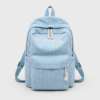 Korean Style Corduroy School Backpack - blue
