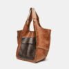 Retro Soft Leather Tote Bag - brown beige