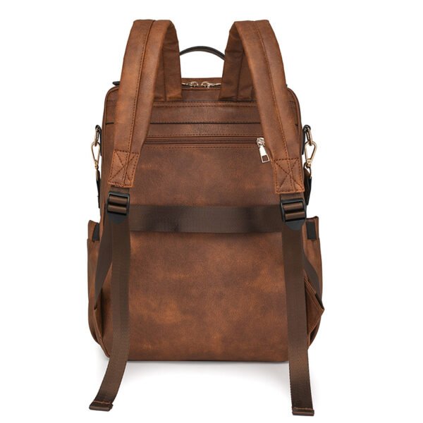 Multi-functional PU Leather Women Backpack - brown