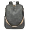 Multi-functional PU Leather Women Backpack - gray