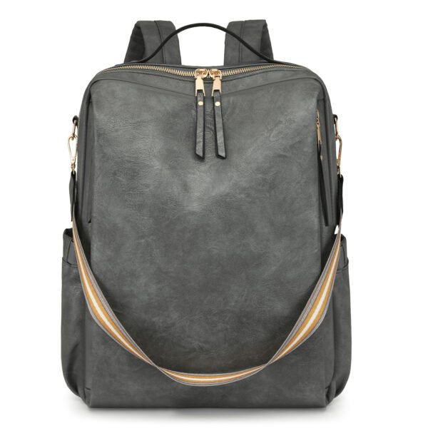 Multi-functional PU Leather Women Backpack - gray